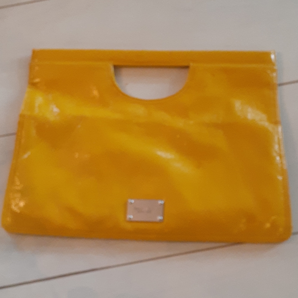" Nine West Yellow Fold Over Clutch